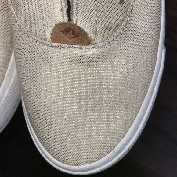 Sperry Crest Edge Metallic Sneakers Women’s Sz 8.5 Lace Up Oatmeal Cushion Beige - Picture 11 of 11